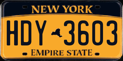 NY license plate HDY3603