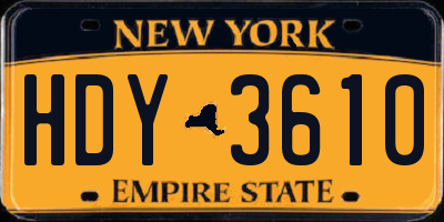 NY license plate HDY3610