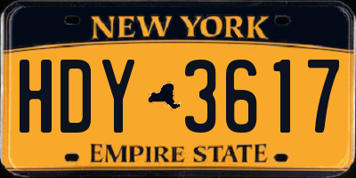 NY license plate HDY3617