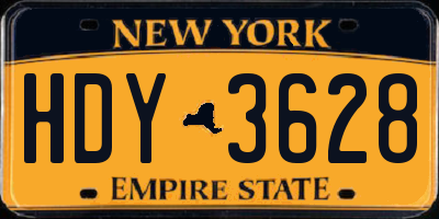 NY license plate HDY3628