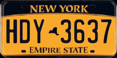 NY license plate HDY3637