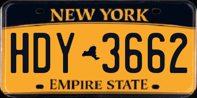 NY license plate HDY3662