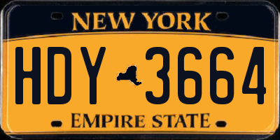 NY license plate HDY3664