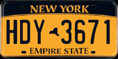 NY license plate HDY3671