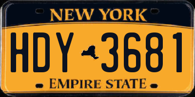 NY license plate HDY3681