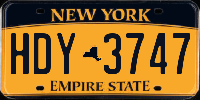 NY license plate HDY3747