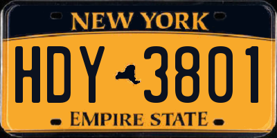 NY license plate HDY3801