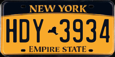 NY license plate HDY3934