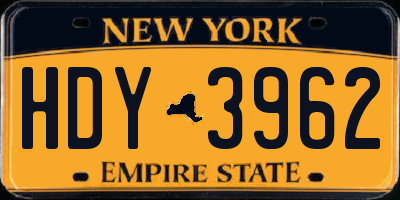 NY license plate HDY3962
