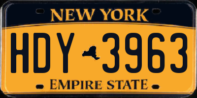 NY license plate HDY3963