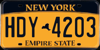 NY license plate HDY4203