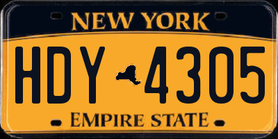 NY license plate HDY4305
