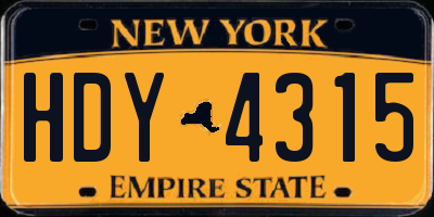 NY license plate HDY4315