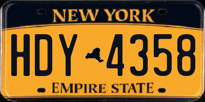 NY license plate HDY4358