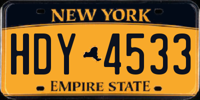 NY license plate HDY4533