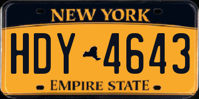 NY license plate HDY4643
