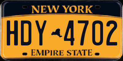 NY license plate HDY4702
