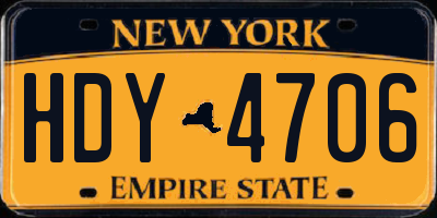 NY license plate HDY4706