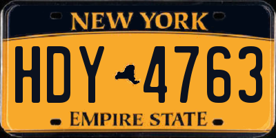 NY license plate HDY4763