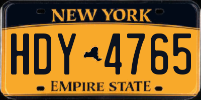NY license plate HDY4765