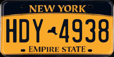 NY license plate HDY4938