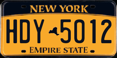 NY license plate HDY5012