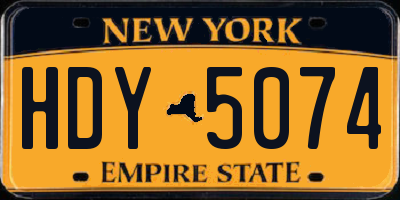 NY license plate HDY5074