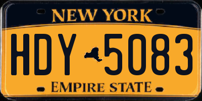 NY license plate HDY5083