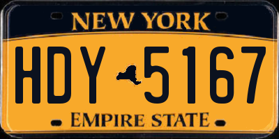 NY license plate HDY5167