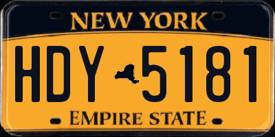 NY license plate HDY5181