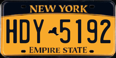 NY license plate HDY5192