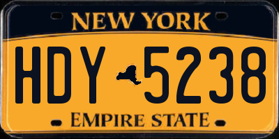 NY license plate HDY5238