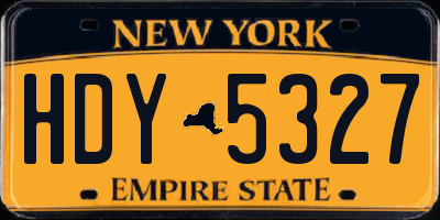 NY license plate HDY5327
