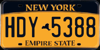 NY license plate HDY5388