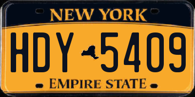 NY license plate HDY5409