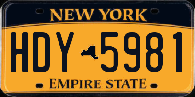 NY license plate HDY5981