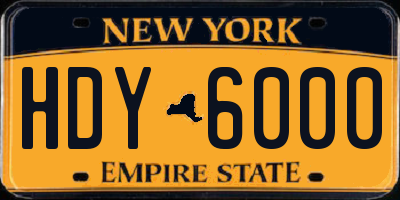 NY license plate HDY6000