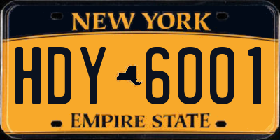 NY license plate HDY6001