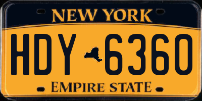 NY license plate HDY6360