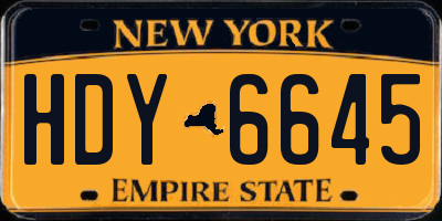 NY license plate HDY6645