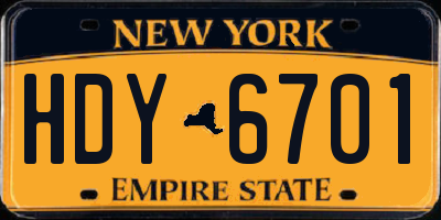 NY license plate HDY6701