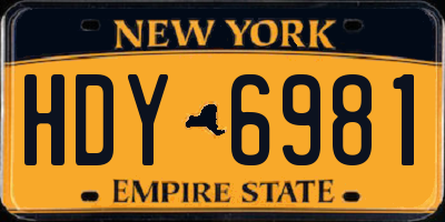 NY license plate HDY6981