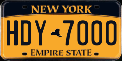 NY license plate HDY7000