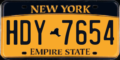 NY license plate HDY7654