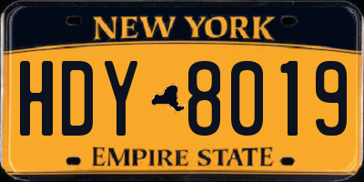 NY license plate HDY8019