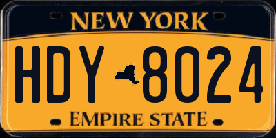 NY license plate HDY8024