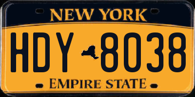NY license plate HDY8038