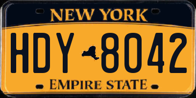 NY license plate HDY8042
