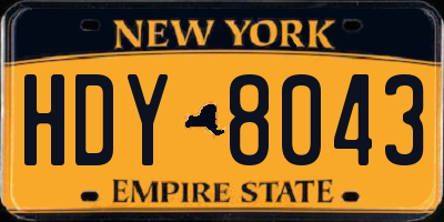 NY license plate HDY8043