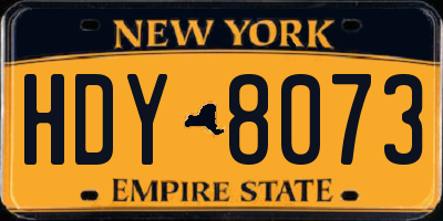 NY license plate HDY8073